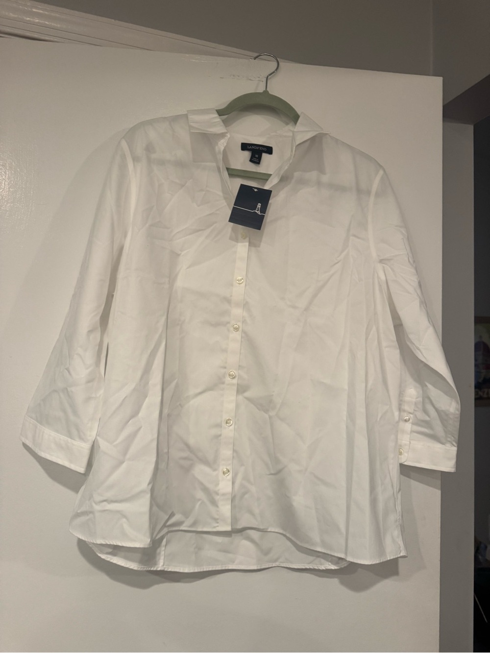 NWT Lands' End White Classic Button-Down Shirt size 18